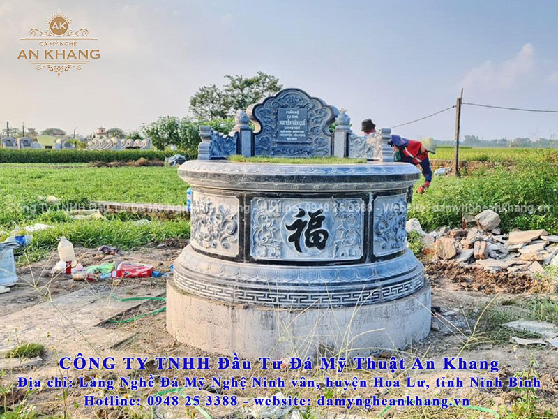 Mẫu mộ tròn Đá mỹ nghệ An Khang lắp đặt tại Hà Nam