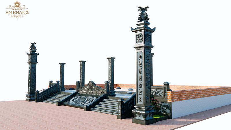 Bản vẽ thiết kế 3D bộ cổng và cột đá