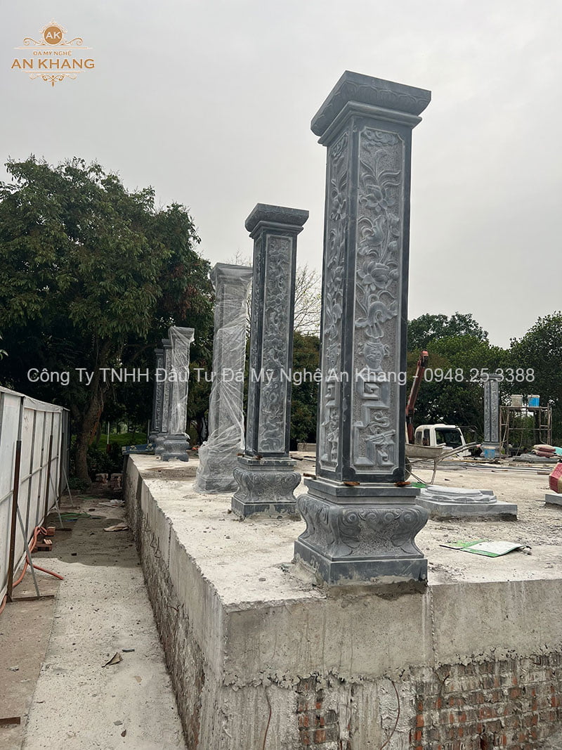 Đá mỹ nghệ An Khang lắp đặt cột đá tại chùa Vạn Phúc