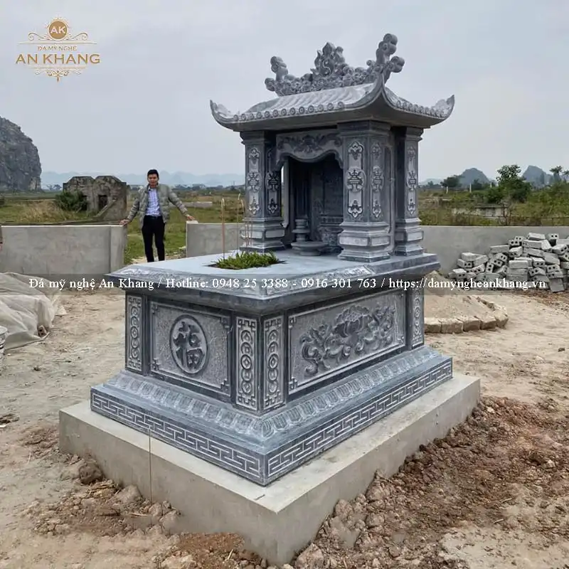 Mẫu mộ đá 1 mái với thiết kế tinh gọn, mang lại vẻ trang nghiêm
