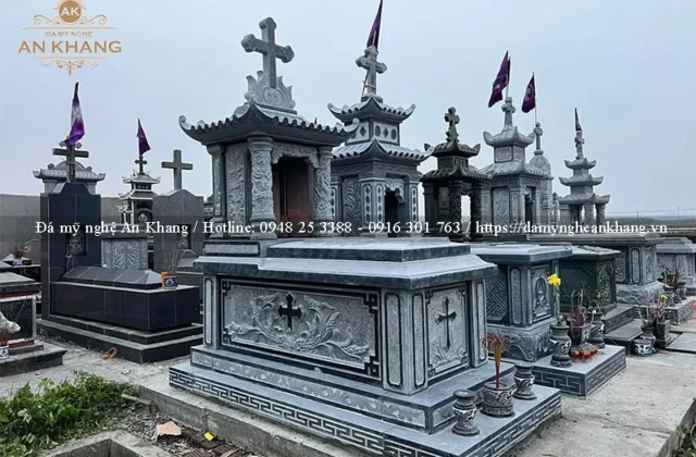 Mộ đá 1 mái thánh giá cho người Công giáo