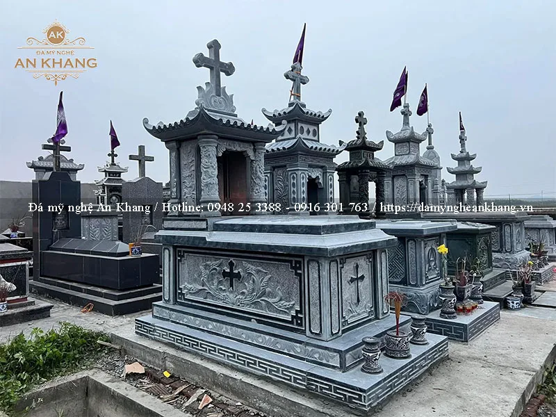 Mộ đá 1 mái thánh giá cho người Công giáo