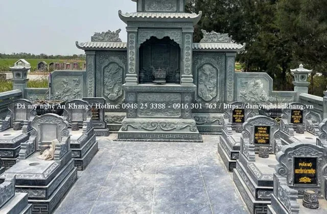 Mẫu lăng mộ đá chạm khắc hoa văn tứ quý