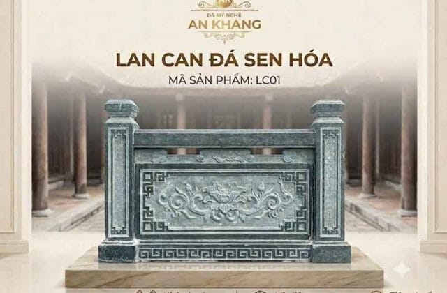 Mẫu lan can đá sen hóa xanh rêu cho nhà thờ