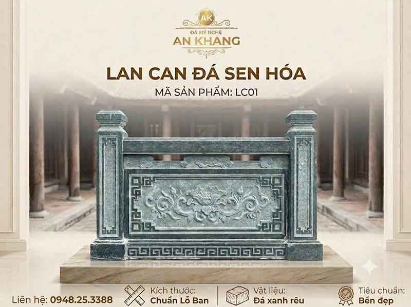 Mẫu lan can đá sen hóa xanh rêu cho nhà thờ