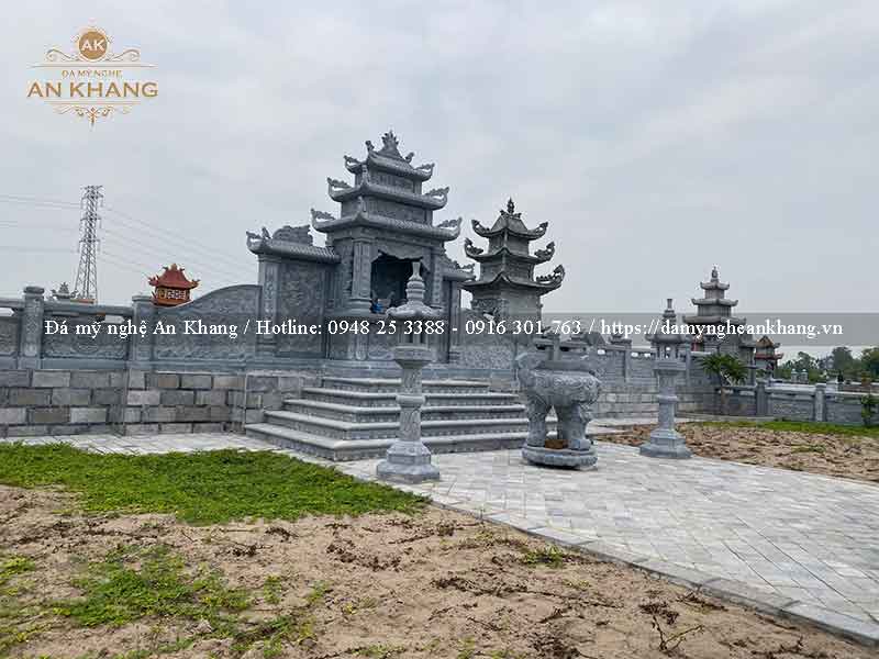 Mẫu lăng mộ đá tại Yên Bái với thiết kế lăng thờ chung 3 mái đao