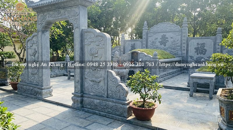 Mẫu lăng mộ tổ đá xanh đen bề thế, trường tồn